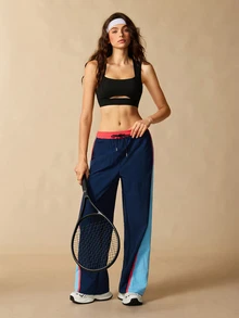 VARSIVA Women's Drawstring Waist Colorblock Casual Wide Leg Pants For Daily Wear - Multicolor - View 7