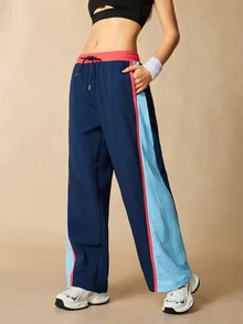 VARSIVA Women's Drawstring Waist Colorblock Casual Wide Leg Pants For Daily Wear - Multicolor - View 11