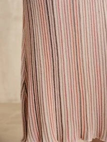 Anewsta Women's Colorful Striped Knit Long Skirt, Commuter Casual Design Midi Skirt - Pink - View 9