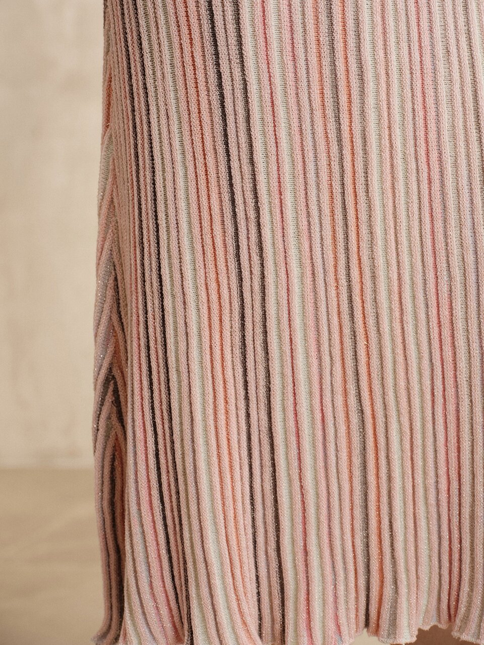 Anewsta Women's Colorful Striped Knit Long Skirt, Commuter Casual Design Midi Skirt