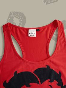 Betty Boop x SHEIN طقم بيجامة نسائي بطبعة كرتونية يتكون من توب بدون أكمام وشورت - الأحمر - مشاهدة 3