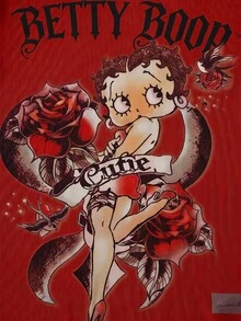 Betty Boop x SHEIN Figure & Letter Graphic Drop Shoulder Mesh Top Without Bra - Red - View 7