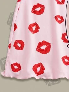 Betty Boop x SHEIN Women's Cartoon Print Spaghetti Strap Nightgown - Pink - View 5