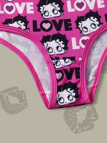 Betty Boop x SHEIN 2pcs Heart Waist Briefs For Women - Red - View 5