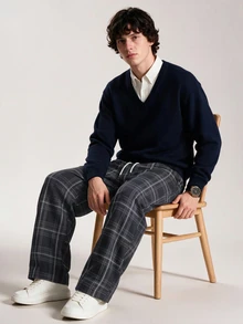 Limitiso Men Casual Plaid Drawstring Waist Pants, Fall - Multicolor - View 4