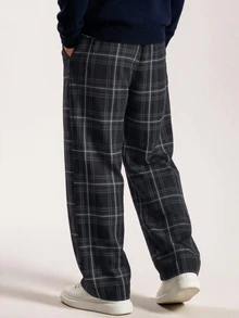 Limitiso Men Casual Plaid Drawstring Waist Pants, Fall - Multicolor - View 2
