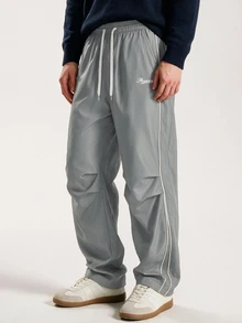 Limitiso Men's Street Collegiate Style Pants, Fall - Grey - View 4