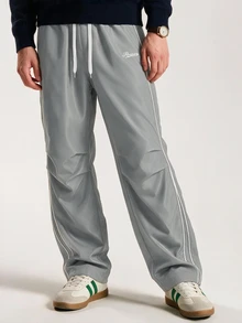Limitiso Men's Street Collegiate Style Pants, Fall - Grey - View 5