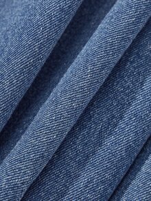SHEIN Casuvi Kids 青少年女孩牛仔褲 Y2K復古寬鬆版型，腰部皮革貼布個性化設計，寬腿牛仔長褲，彈性腰頭舒適休閒，適合秋季返校穿搭 - 中等水洗藍 - 查看 6