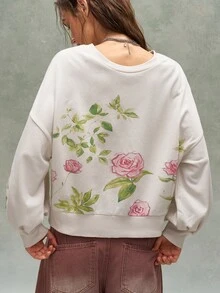 Bohemela Casual Solid Color Knit Crew Neck Long Sleeve Women's Sweatshirt - Apricot - View 2