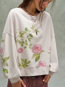 Bohemela Casual Solid Color Knit Crew Neck Long Sleeve Women's Sweatshirt - Apricot - View 3