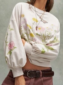 Bohemela Casual Solid Color Knit Crew Neck Long Sleeve Women's Sweatshirt - Apricot - View 8