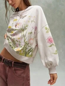 Bohemela Casual Solid Color Knit Crew Neck Long Sleeve Women's Sweatshirt - Apricot - View 6