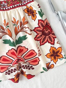SHEIN 少女碎花荷叶袖休闲连体裤 - 彩色 - 查看 4