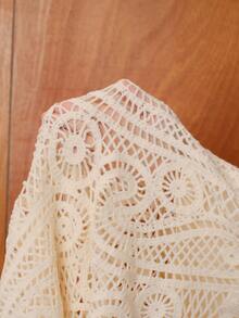 Anewsta Autumn Asymmetrical A-Line Crochet Hollow Out Women's Sweater Skirt - Apricot - View 9