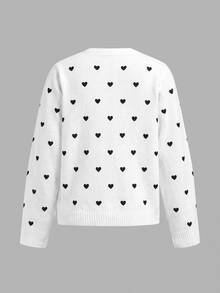 SHEIN BASICS 女款開襟衫，四季百搭，優雅休閒時尚，小愛心圖案現代都市風商務休閒辦公穿搭，低調 - 彩色 - 查看 5
