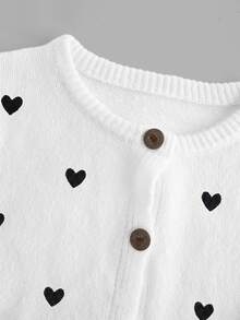 SHEIN BASICS 女款開襟衫，四季百搭，優雅休閒時尚，小愛心圖案現代都市風商務休閒辦公穿搭，低調 - 彩色 - 查看 6