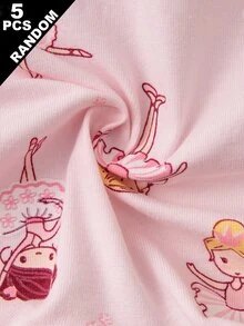 Random 5Pcs Young Girl Cartoon Horse, Rabbit, Elephant Print Baby Pink Panties Winter - Multicolor - View 5
