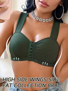 SHEIN 女款素色抓皺休閒日常內衣 - 綠色 - 查看 3