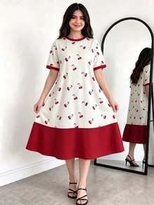 青少年女孩休閒可愛簡約短袖中長洋裝，適合春夏，白色正式生日禮服 - 彩色 - 查看 5