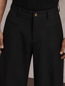 Vientiro Men Wide Leg Suit Pants , Black Loose Trousers , Formal Pants - Black - View 5