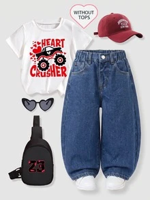 Genkimix Kids Young Boy Elastic Waist Straight Leg Jeans - Medium Wash - View 4