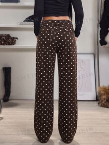 SHEIN Tall Women's Polka Dot Pattern Washed Straight Leg Jeans - Multicolor - View 2