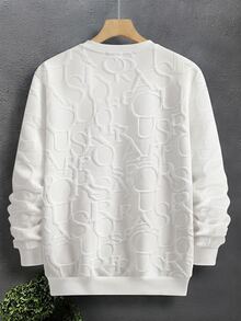 Daypath Men's Minimalist White Jacquard Sweatshirt, 3D Embossed Texture, Premium Casual Top For Fashion Young Guys - White - View 4