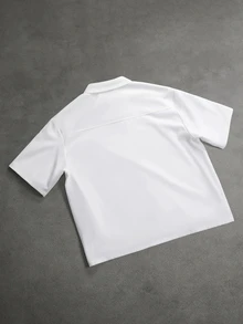 INCRYTM Men's Letter Pattern Single-Breasted Casual Daily Short Sleeve Shirt - White - View 7