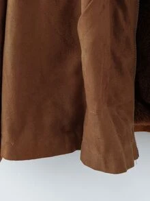 SHEIN Clasi Plus Size Autumn/Winter Thermal Lined Suede Hooded Jacket - Khaki - View 3