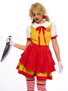 ROMWE Anime Halloween M-Mark Costume Cosplay Doll Dress Short Dress For Women - Multicolor - View 8