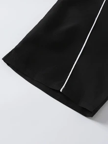 SHEIN Casuvi Kids 青少年男孩休閒運動風字母織帶拼接設計直筒長褲 - 黑色 - 查看 9