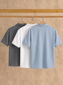 HIMLAND 3件組夏季男士極簡冰絲觸感短袖 Polo 衫 - 彩色 - 查看 2