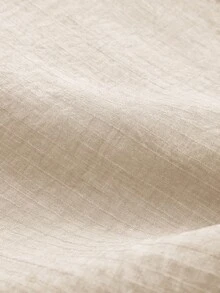 Core Aspect 男士休閒V領短袖梭織襯衫與長褲亞麻套裝，夏季，老錢風，舒適穿搭... - 彩色 - 查看 3