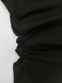 Lalippa 新款熱銷高品質女款日常通勤百搭休閒長袖上衣，荷葉袖與抓皺設計 - 黑色 - 查看 3
