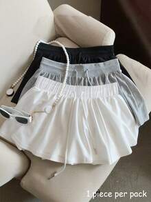 Resyla Women's Solid Color Waist Cinching Skirt, Spring/Summer - White - View 1