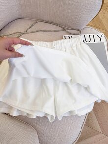 Resyla Women's Solid Color Waist Cinching Skirt, Spring/Summer - White - View 4