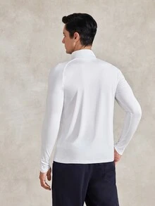 Courvante Men's Minimalist Fashion Casual Sport Sweatshirts, Daily Wear Sports Jacket Compression Shirt Men, Gym Long Sleeve Fall - White - View 3