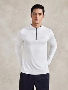 Courvante Men's Minimalist Fashion Casual Sport Sweatshirts, Daily Wear Sports Jacket Compression Shirt Men, Gym Long Sleeve Fall - White - View 4