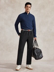 Courvante Celana Jas Bisnis Kasual Pria Warna Polos, Cocok Untuk Perjalanan Sehari-hari, Lingkungan Kerja Santai Atau Acara Semi-Formal, Juga Hadiah Ideal Untuk Pacar Dan Suami - Hitam - View 7