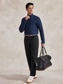 Courvante Celana Jas Bisnis Kasual Pria Warna Polos, Cocok Untuk Perjalanan Sehari-hari, Lingkungan Kerja Santai Atau Acara Semi-Formal, Juga Hadiah Ideal Untuk Pacar Dan Suami - Hitam - View 2