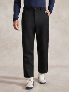 Courvante 1件成熟休閒男士長褲，黑色斜紋，通勤百搭，時尚舒適，男友禮物、丈夫禮物、週年紀念禮物 - 純黑 - 查看 7