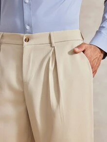 Courvante Men's Khaki Turn-Down Collar Elastic Hem Loose Long Pants Casual 2 Pieces Set Fall - Khaki - View 7