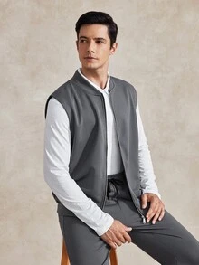 Courvante Men's Casual Zipper Jacket Dark Grey,Autumn,Streetwear,Work,Versatile Co Ord Set,Tracksuit Set,Jogging Set,Sweatsuit Gym Clothes,Simple Daily Leisure - Dark Gray - View 5