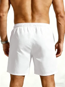 Manfinity KASUA Men Drawstring Waist Swim Trunks Beach Shorts, Holiday - White - View 2