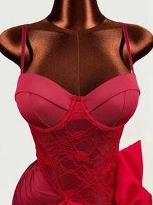 Mistrie 2026 Spring/Summer Sexy Cute Date Party Spaghetti Strap Cup Big Bow Women's Short Dress - Red - View 6