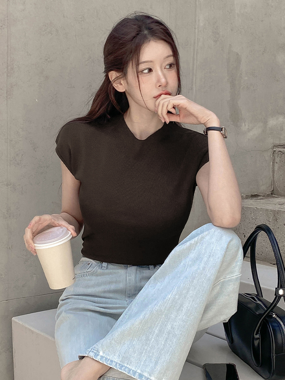 Solid Batwing Sleeve Knit Top Fall
