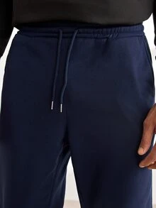 Driftmere Men Solid Drawstring Waist Sweatpants - Dark Blue - View 4