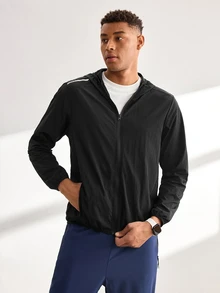 Driftmere Men's Lightweight Casual Fashion Hooded Sun Protection Jacket, Spring/Summer - Black - View 5