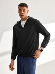 Driftmere Men's Lightweight Casual Fashion Hooded Sun Protection Jacket, Spring/Summer - Black - View 4